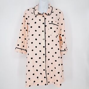Kate Spade Polka-dot Button Up Sleep Shirt Long‎ Line Size Small